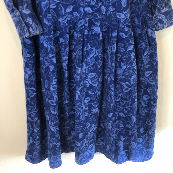 Laura Ashley Blue Corduroy Floral Button Dress, 14 - Picture 12 of 13